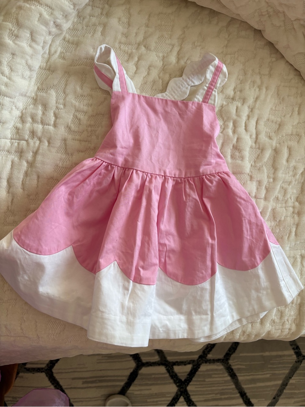 Pink & White Scallop Trim Sundress jacadi